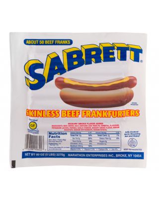 Sabrett Beef Hot Dogs 10:1, 5 lb (6 per Case)  #644