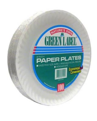 Paper Plate 9" White 12/100 In case